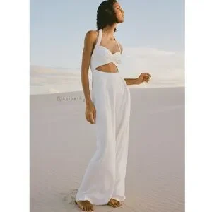 ZARA【NEW】HALTER NECK LINEN BLEND JUMPSUIT Zara HALTER NECK JUMPSUIT WITH LINEN BLEND BELT